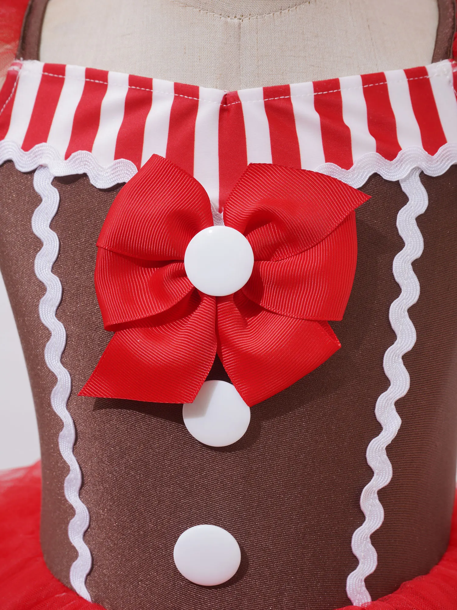 Disfraz pan de jengibre infantil – Tutú a rayas con lazo - imagen 5