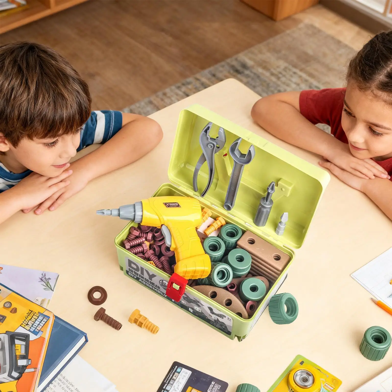 Juguete taladro juguetes caja de herramientas juego de aprendizaje educativo para niños pequeños construcción Navidad cumpleaños taller mesa fiesta
