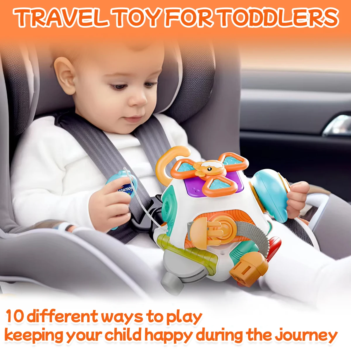 Cubo de tablero ocupado para bebé, juguete sensorial Montessori para niños pequeños de 1 a 3 años, viaje en avión para asiento de coche infantil, actividad de aprendizaje educativo para niños - imagen 4