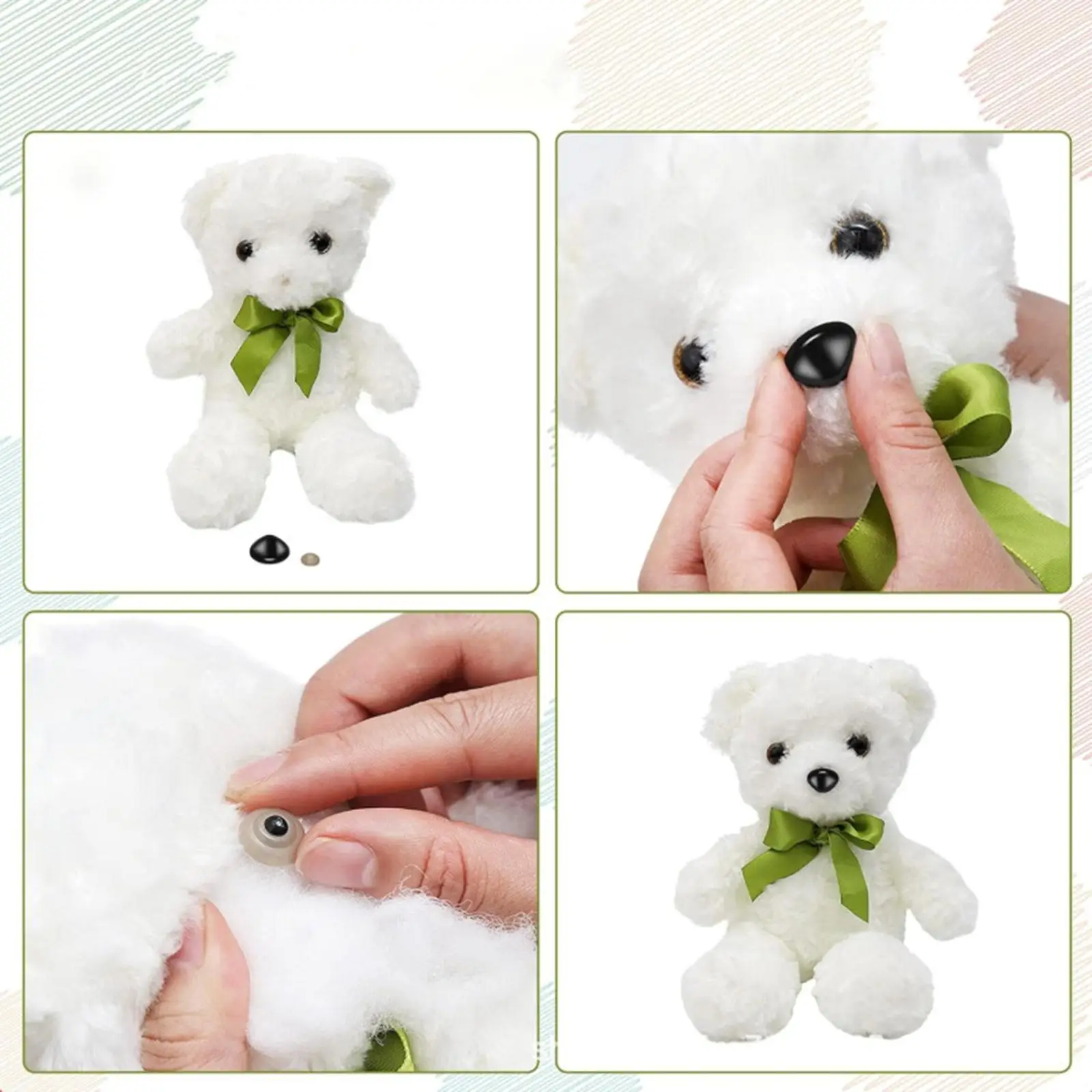 150 PiecesSafe Noses for Crochet Animals with Washers Bear Accessories Smooth Crochet Doll Nose for Puppets Crochet Projects