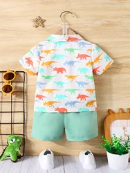 Conjunto bebé niño verano dinosaurio manga corta y pantalón corto