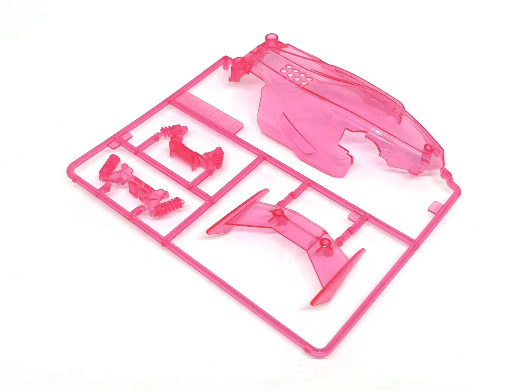 project D mini 4wd racing car Dual Ridge Jr cowl for SFM chassis clear pink/clear black color - imagen 2