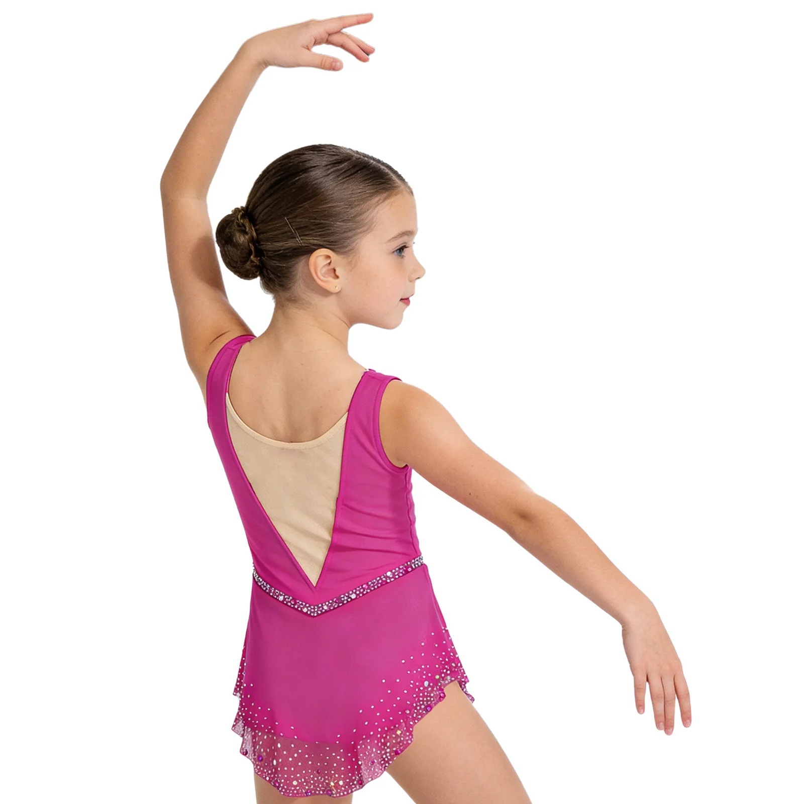 Vestido de patinaje artístico con pedrería y tutú para niña - imagen 2