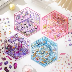 Pegatina de paisajismo 3D, bricolaje transfronterizo, chica, corazón, cuenta de mano, Collage, pegatina de cuenta de mano en miniatura de dibujos animados bonitos