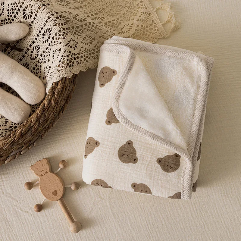 Manta de bebé de lana de algodón para recién nacido, colcha de encaje de doble cara para bebé, manta suave y cálida para invierno, funda para cochecito, artículos de cama para bebé - imagen 4