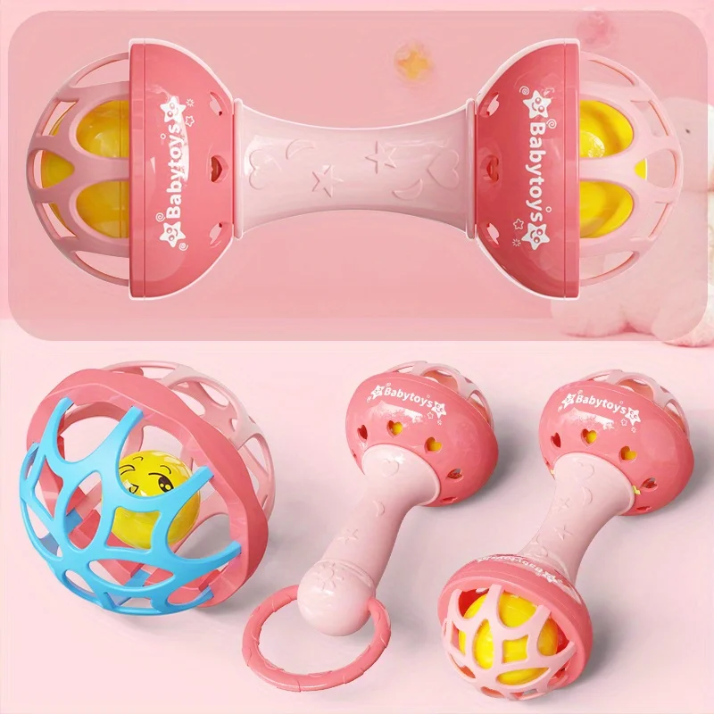 Juguetes sensoriales para bebé con campana rosa - estimula colores - imagen 4