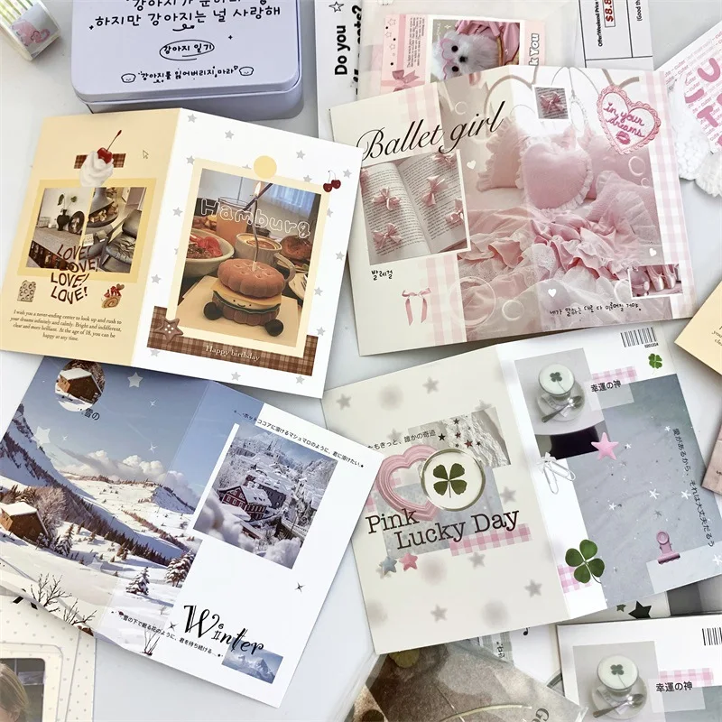 10 Uds. De tarjetas de felicitación plegables Ins, Material de embalaje, juego de tarjetas, tarjetas de mensaje de entrega, embalaje de regalo - imagen 3