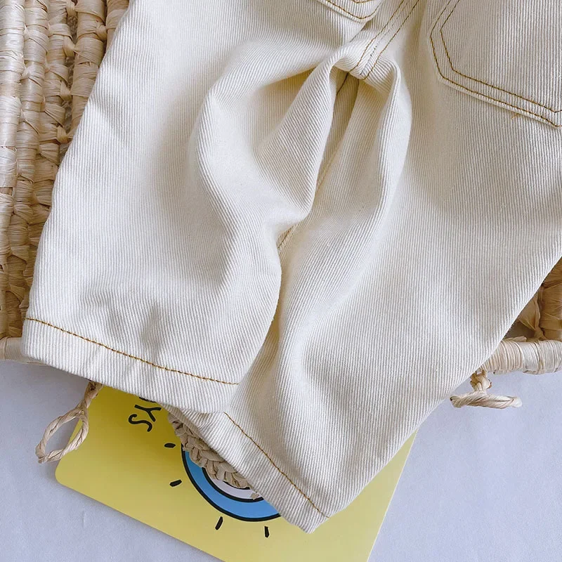 Pantalones vaqueros suaves de estilo vaquero para niños, pantalones informales para niños pequeños, cintura elástica, ligeros, con puños enrollados, para uso diario, primavera 2026 - imagen 5