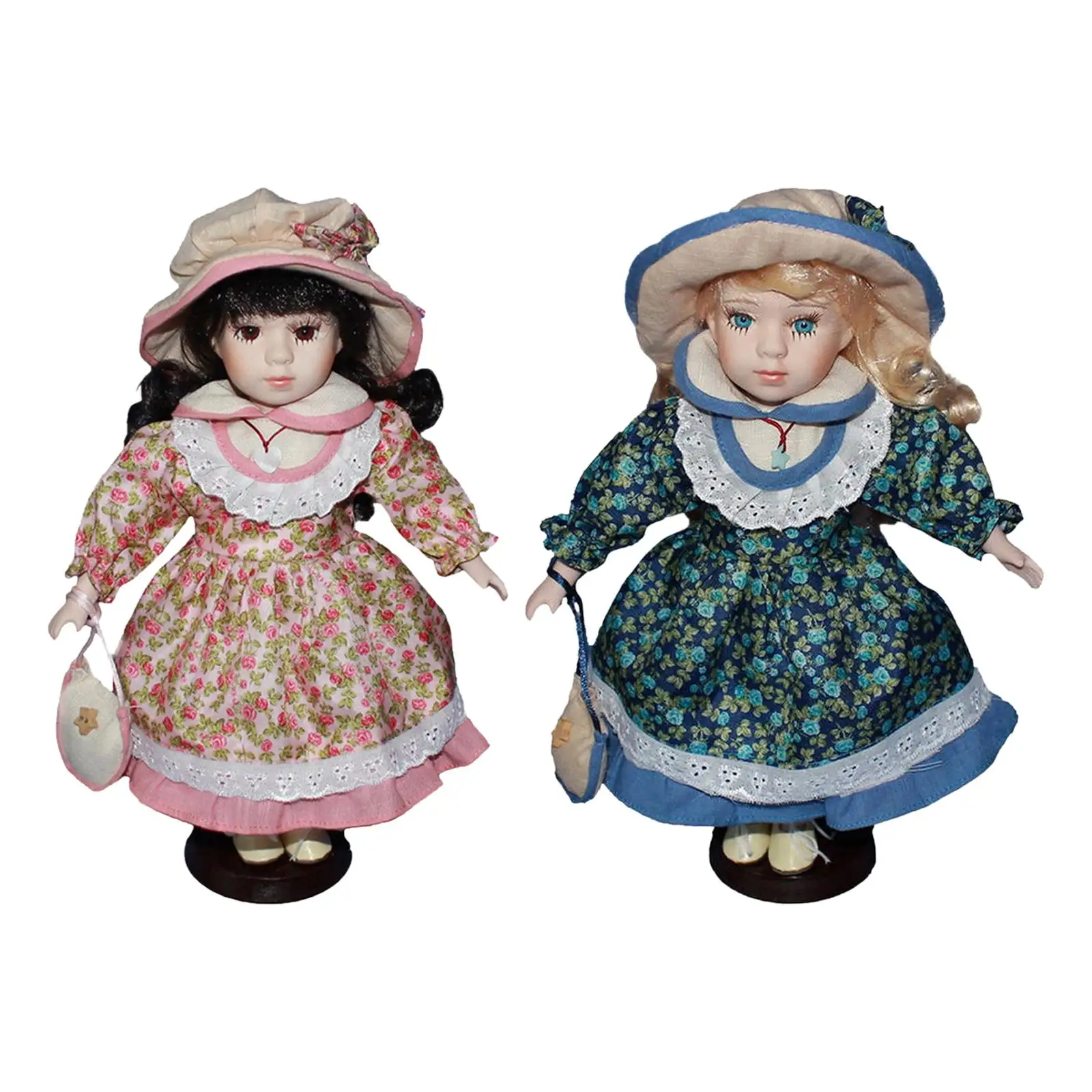 Ceramic Doll People Model Princess Doll Rustic Curly Hair Miniature Porcelain People for Gift Decoration Ornament Birthday Girls