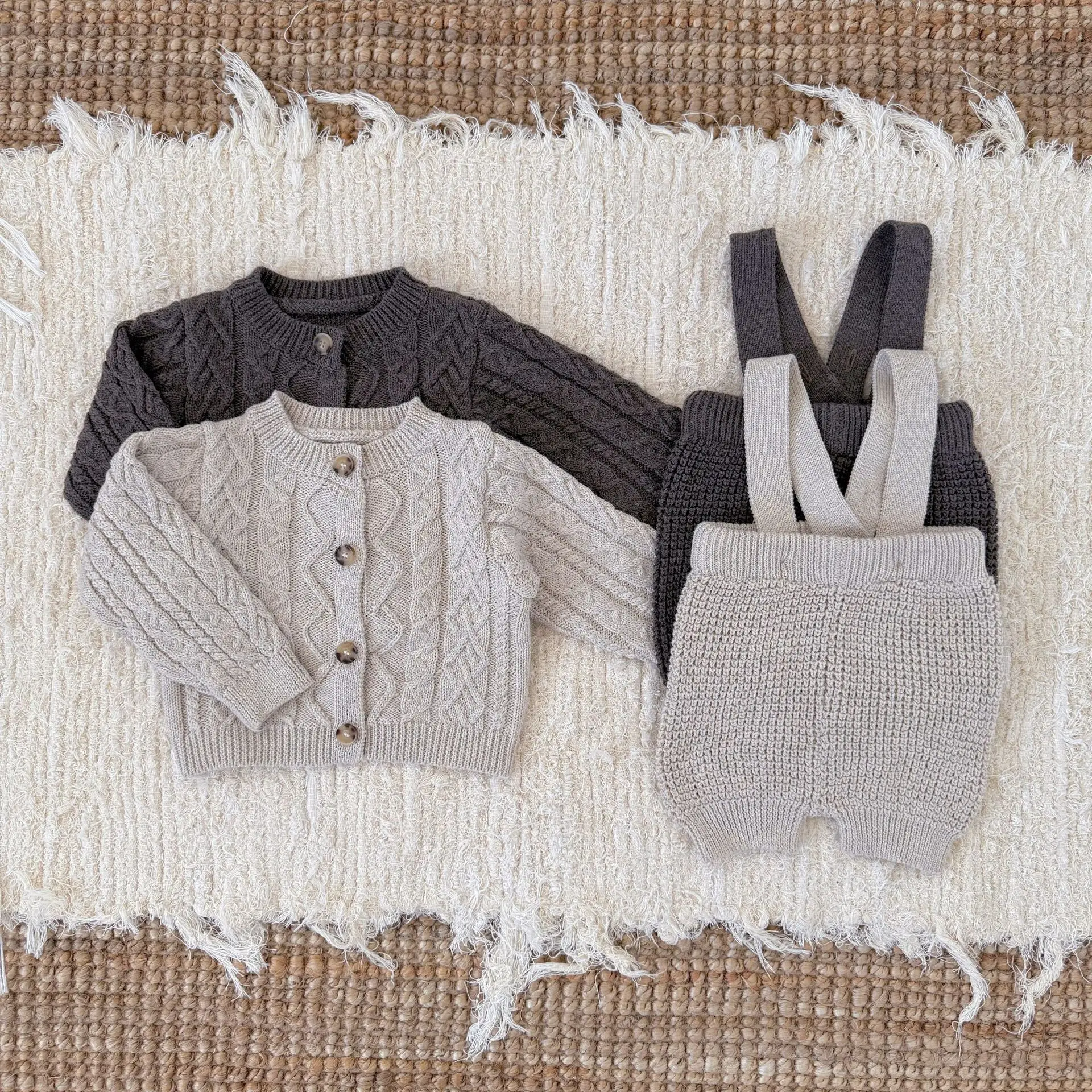 Suéteres para bebés de 0 a 3 años, ropa de punto Vintage para niños, cárdigans de punto de un solo pecho para niños pequeños, opción general