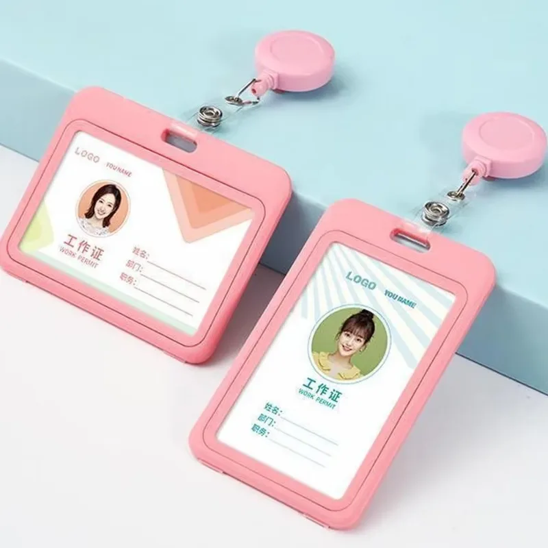 Funda para tarjeta de autobús, soporte retráctil para insignia, tarjetas de crédito comerciales, tarjeta de identificación bancaria, suministros escolares, 1 ud. - imagen 5