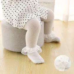 Medias de algodón con lazos de encaje para bebé, medias de flores para niña, ropa para recién nacido, pantimedias para niña pequeña, medias de malla de verano para niño
