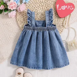 Vestido vaquero de tirantes para niña – Diseño ligero con mangas voladoras