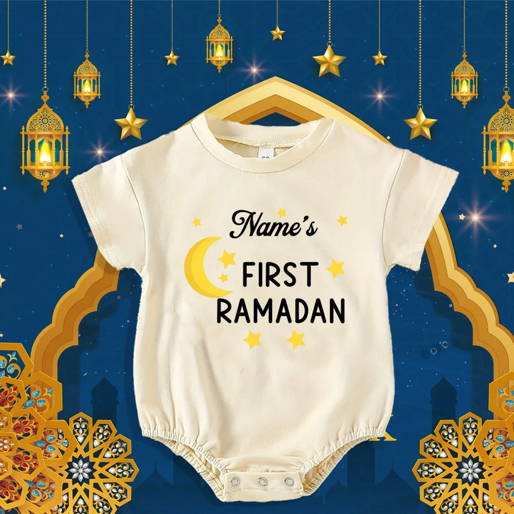 Pelele personalizado para bebé, primer Ramadán con burbujas, nombre personalizado, mono de Ramadán Eid para recién nacido, trajes infantiles musulmanes islámicos para vacaciones - imagen 4