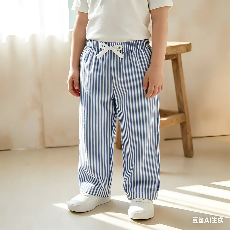 Pantalones a rayas para niño – Tejido suave primavera-verano - imagen 3