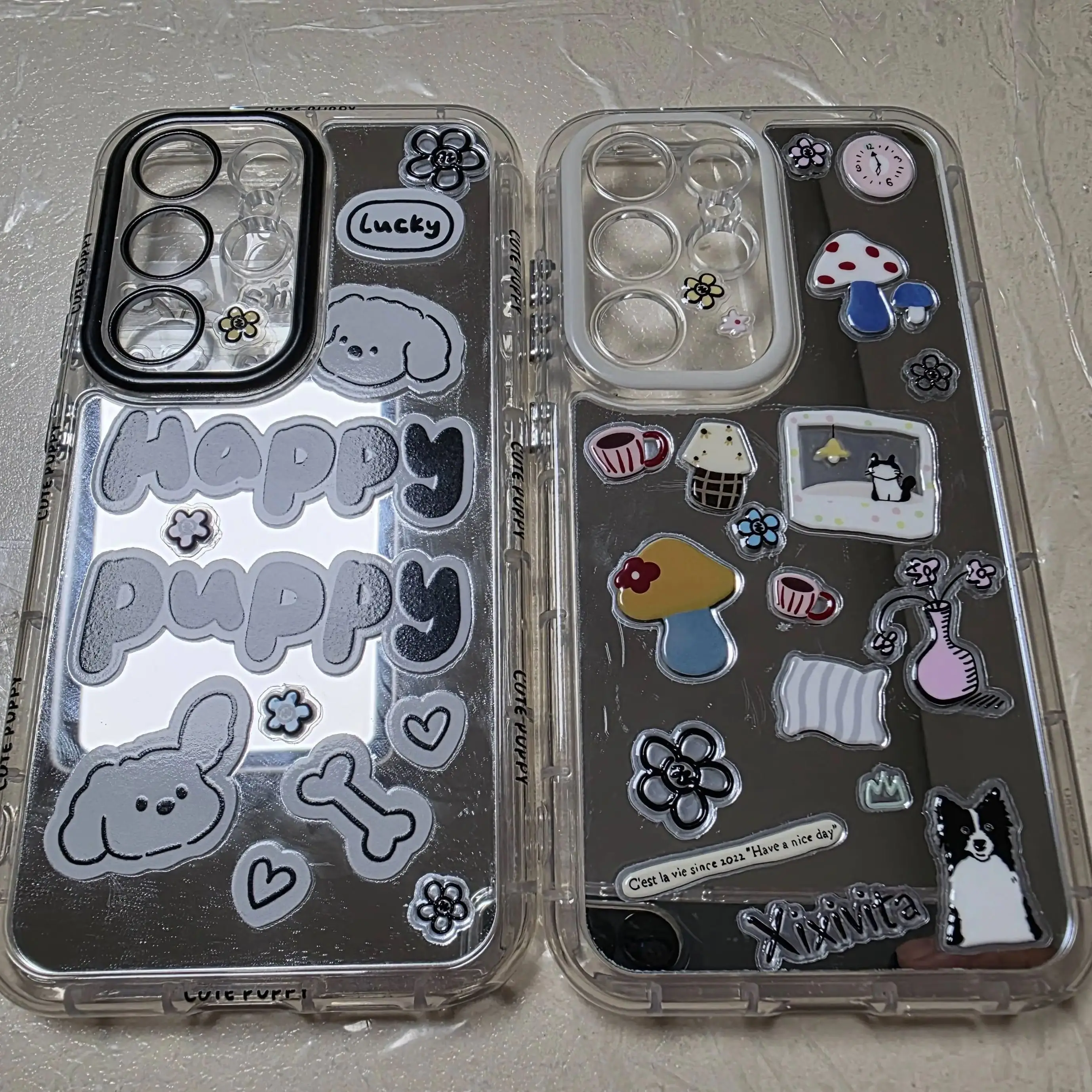 Pegatina epoxi estilo Ins Simple coreano, gelatina transparente, lindo Animal PEQUEÑO de dibujos animados, bolsa para mascotas, pegatina de flores