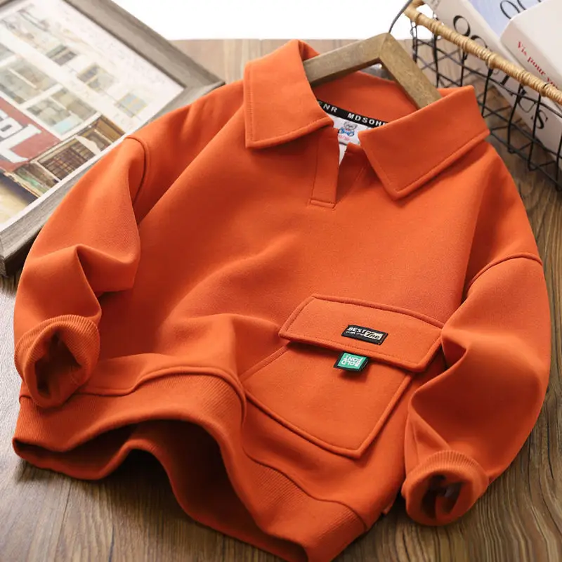 Sudadera infantil con cuello de solapa para primavera y otoño - imagen 4