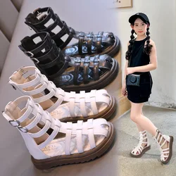 Sandalias planas infantiles con tiras estilo romano para niñas