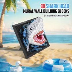 Bloques de construcción 3D de cabeza de tiburón para mural