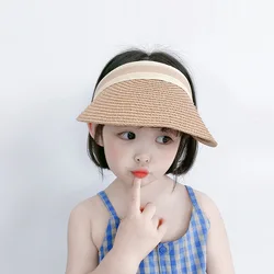 Sombrero de paja de ala ancha para niños y niñas con protección UV