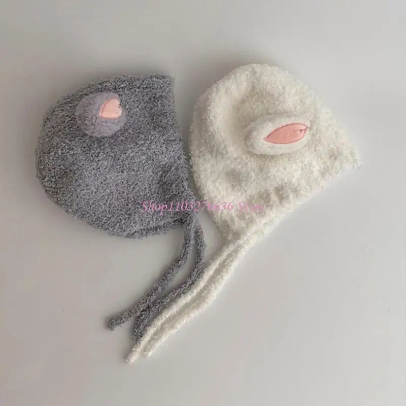 Gorro para bebé R6FD, gorro tejido con orejas conejo para otoño e invierno, gorro para niños, niñas y bebés, bonito - imagen 2