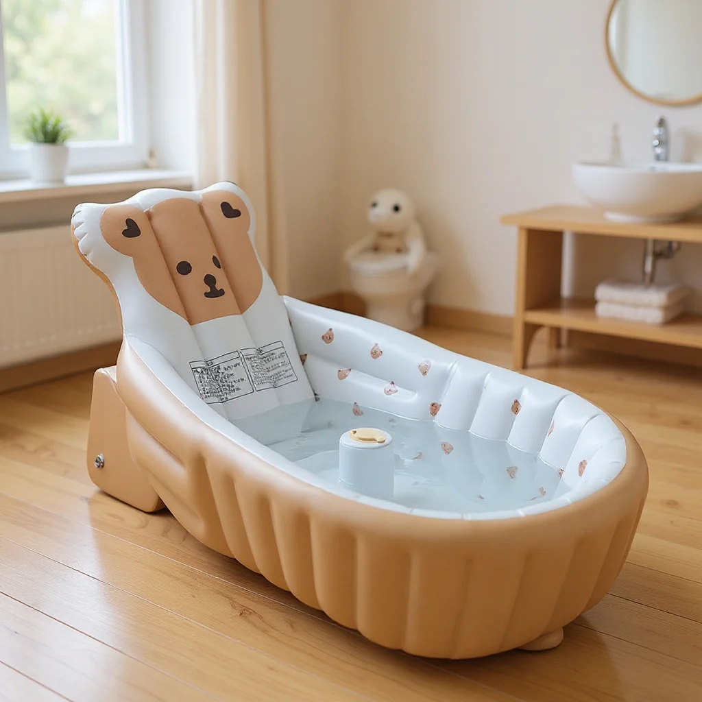 Bañera inflable portátil con soporte dorsal para bebé