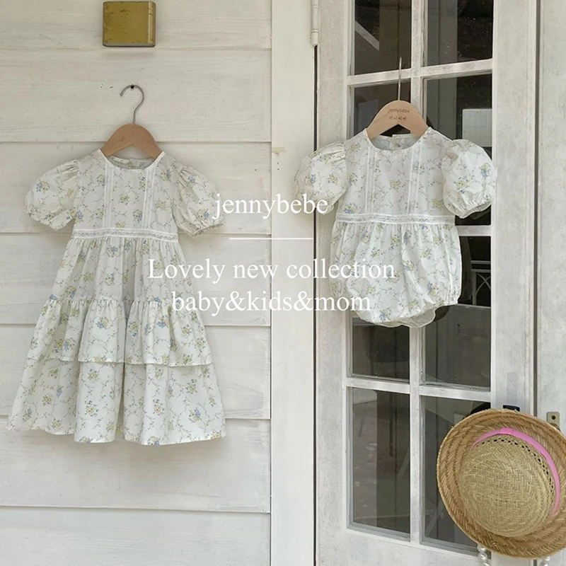 Vestido de encaje floral para niña con volantes y manga corta - imagen 4