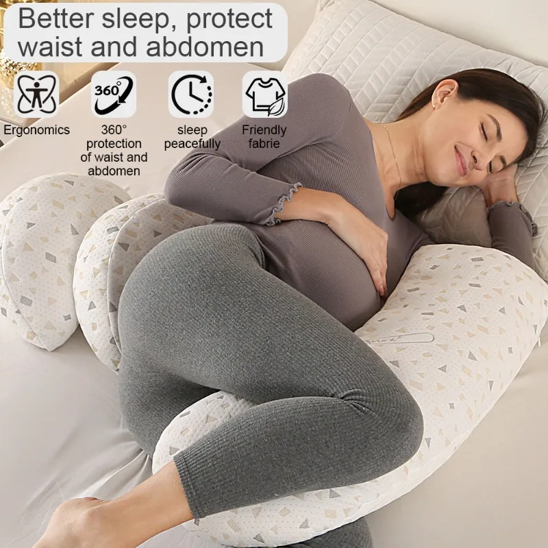 Almohada de maternidad en forma de U: soporte de cuerpo completo para mujeres embarazadas, cojín lateral ergonómico para dormir con alivio de espalda y vientre - imagen 5