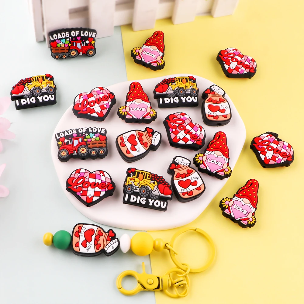 Kovict 50 unids/lote Día de San Valentín viñetas de animales mingle cuentas de enfoque DIY collar pulsera accesorios de joyería para fabricación de joyas - imagen 2