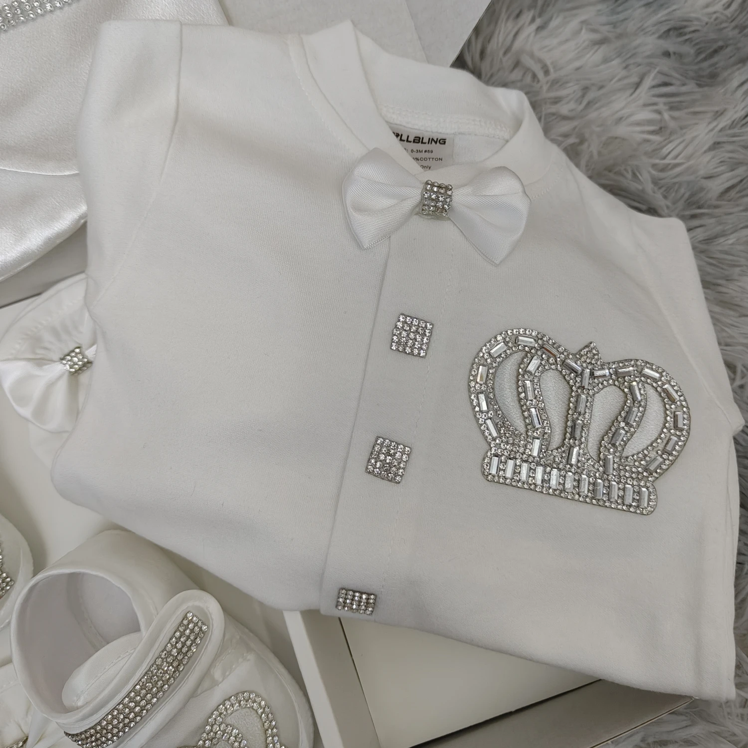 Blazer blanco, traje de bautizo para bebé de caballero pequeño, ropa de bautismo para bebé de 0 a 1 años, caja de regalo para fiesta de bienvenida de bebé de boda - imagen 4