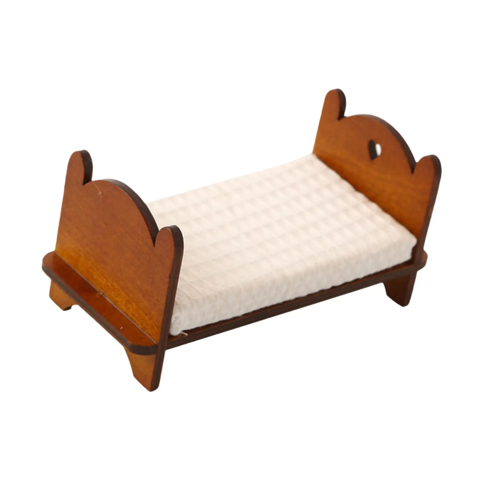 Dollhouse Furniture Wooden Furniture 1/12 Miniature Bed Bedroom Furniture Fairy