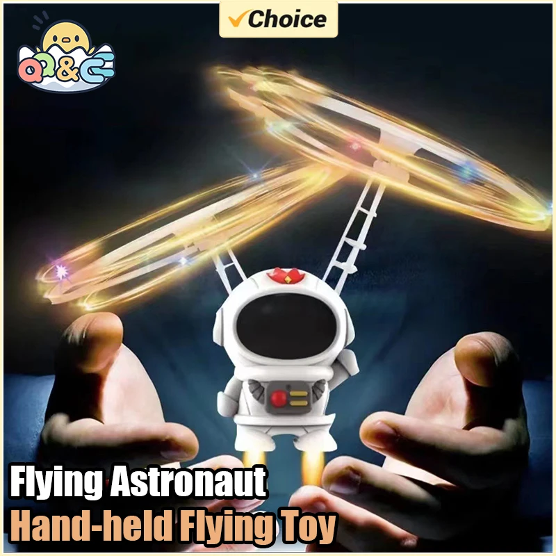 Robot volador de astronauta, avión de juguete, Dron controlado a mano de alta tecnología, alas duales interactivas con luces, regalos al aire libre para niños - imagen 2