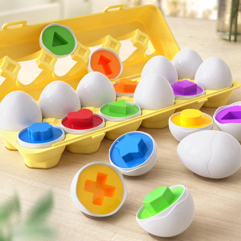 Huevos inteligentes de juguete para niños, formas de Color, juegos de desarrollo, simulación, juguetes educativos, rompecabezas 3D, juguetes sensoriales