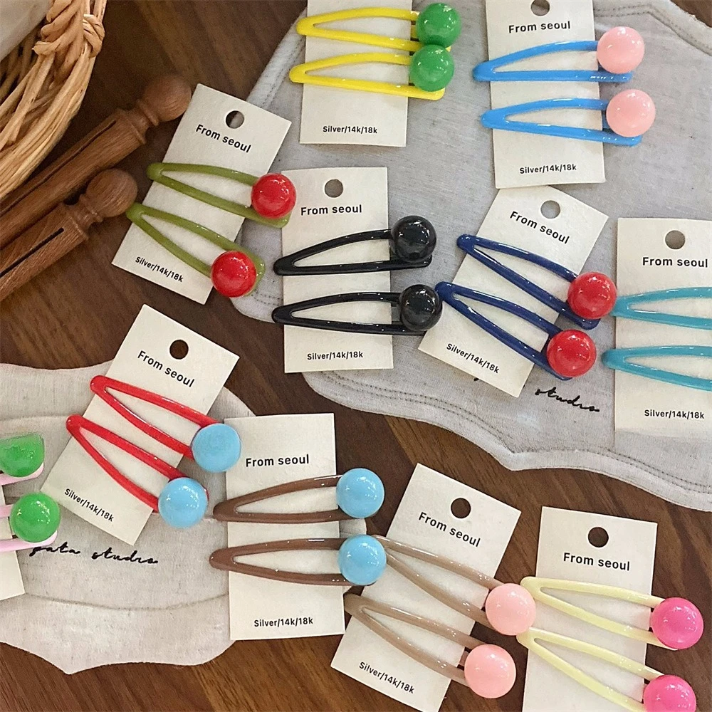 2 unids/set de Clips BB de Color caramelo para niñas Y2K, Clip de presión de Metal Simple, pasadores pequeños bonitos, tocado, accesorios para el cabello para niños