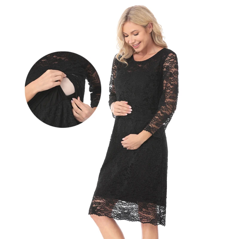 Vestido de lactancia, ropa de maternidad, vestidos de encaje, ropa de fiesta, vestido de lactancia para mujeres embarazadas, vestido de embarazo para primavera y verano