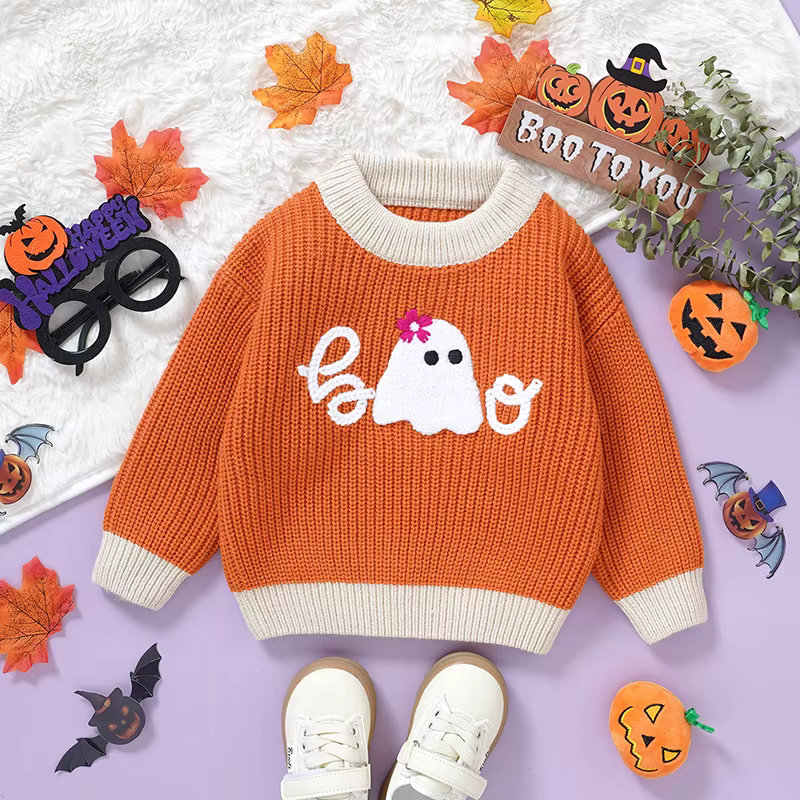 Jersey de punto invierno para niñas pequeñas en color naranja - imagen 4