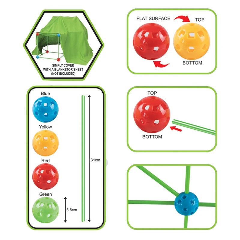 Educativo DIY niños interior creativo construcción fortaleza juego conjunto tiendas construcción casas de juego niños DIY tienda de campaña juguetes - imagen 5