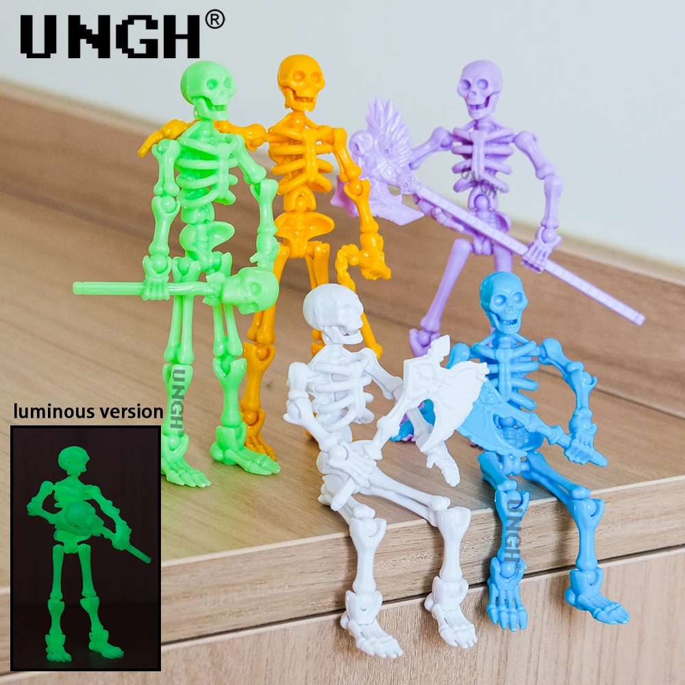 UNGH Halloween esqueleto hueso marco figuras modelo, dragón 3D impreso Diy montaje móvil 13 cuerpo juguetes móviles regalos para niños