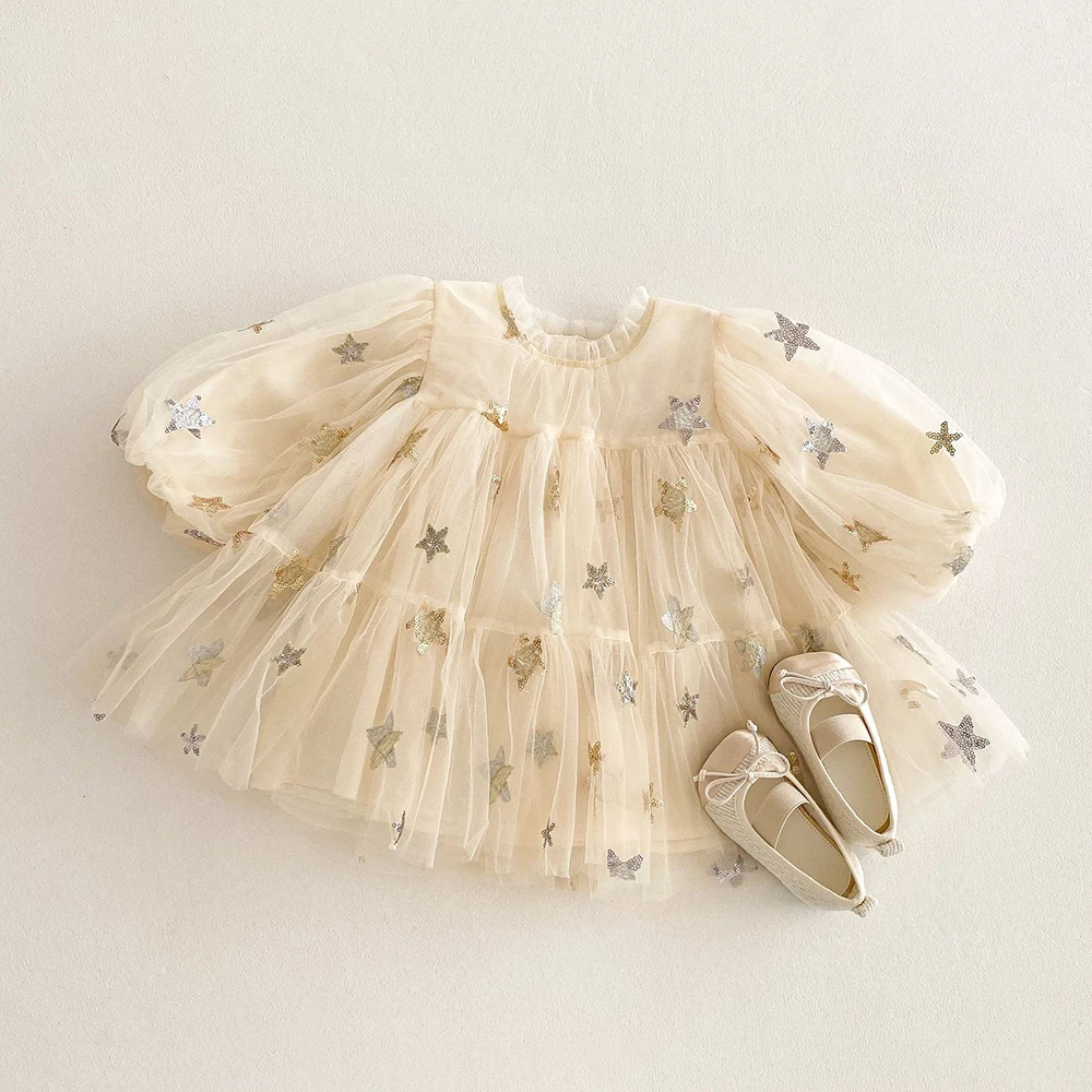 2025 primavera nuevos vestidos para niñas vestido de malla de estrella para niñas vestidos casuales ropa de moda para chicas - imagen 3