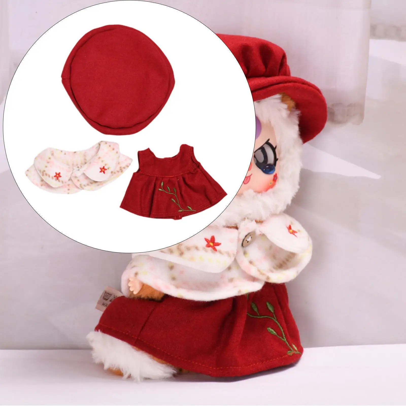 Plush Doll Clothes Doll Dress Shawl and Hat Plush Toy Accessories Cute