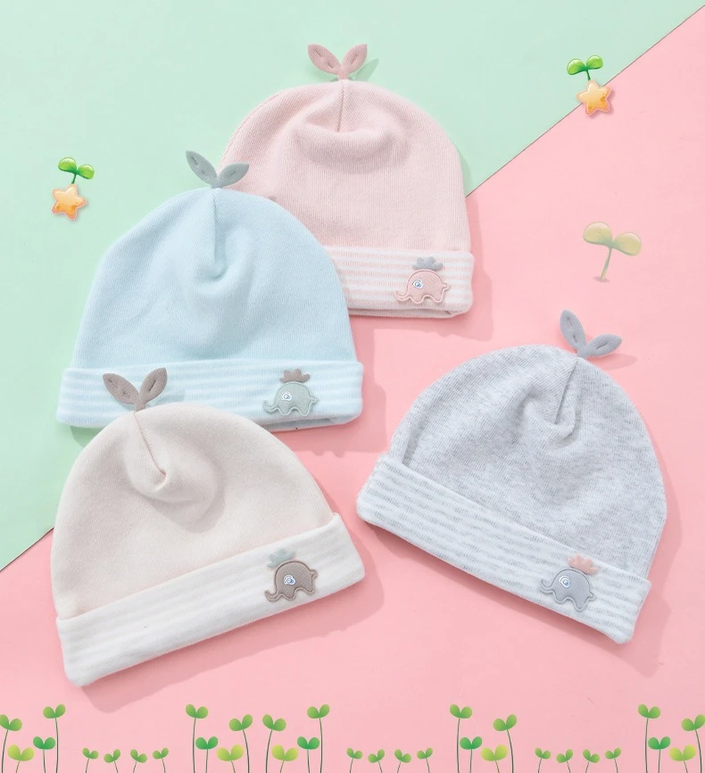 Gorro fetal de algodón con diseño de oso para bebé