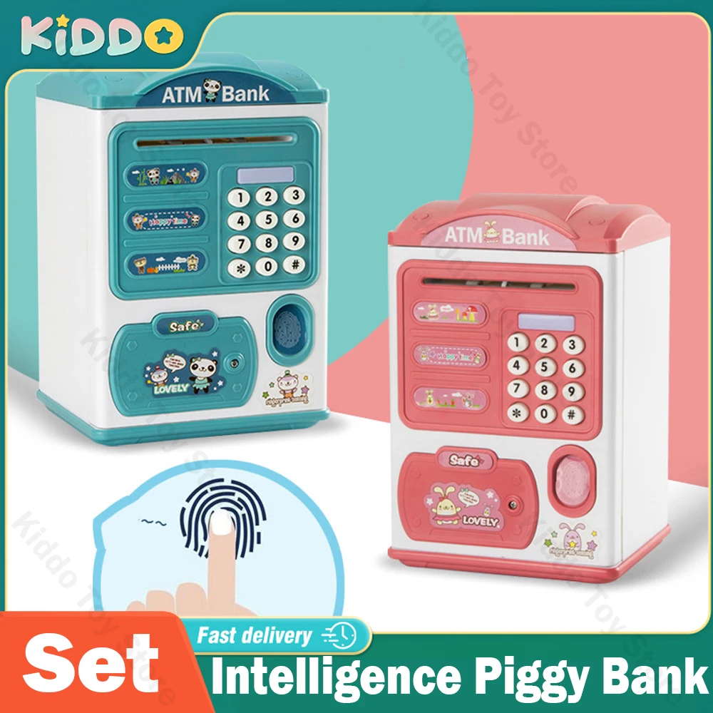 Hucha de inteligencia, caja de efectivo, máquina ATM con huella dactilar para niños, monedas digitales, ahorro de efectivo, juguete de depósito seguro, regalo para niños