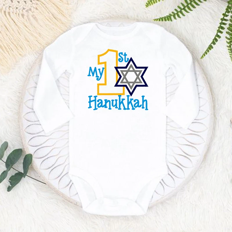 Mi primer Body para recién nacido de Hanukkah Chanukah, peleles para bebé de Hanukkah feliz, mono de manga larga para bebé, ropa - imagen 5