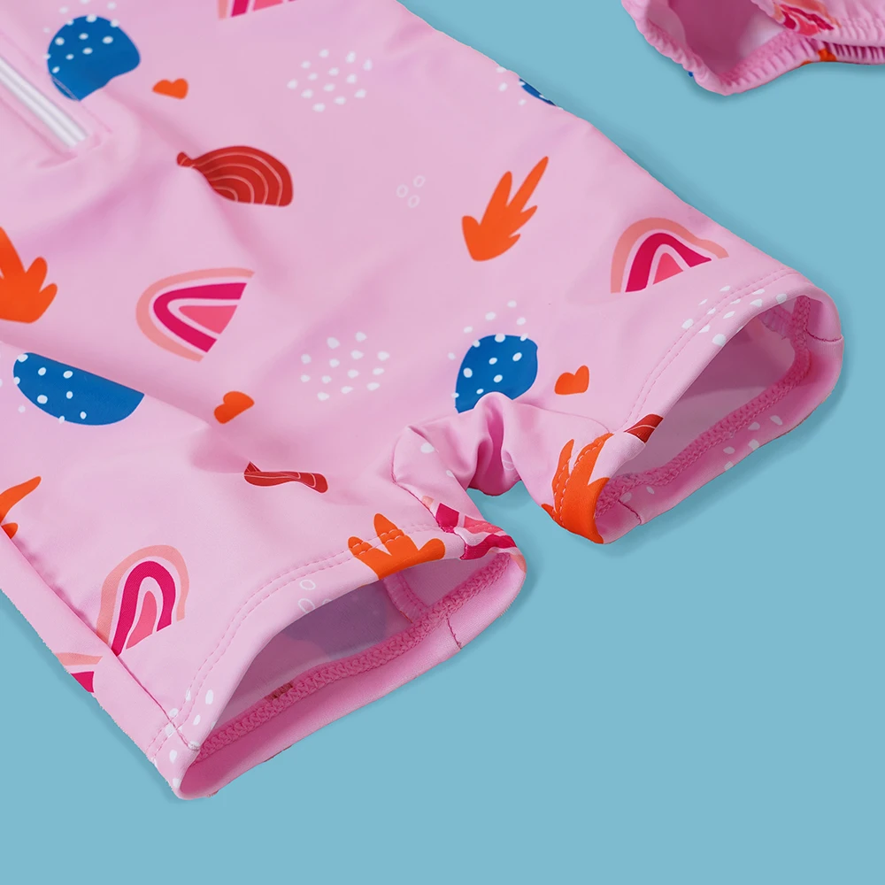 Elinfant bebé 0-2Y recién nacido niño bebé niña traje de baño de manga corta traje de baño traje de playa con sombrero - imagen 3