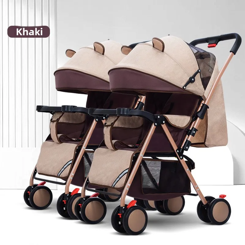 Coche de paseo doble plegable con capota extensible y suspensión - imagen 5