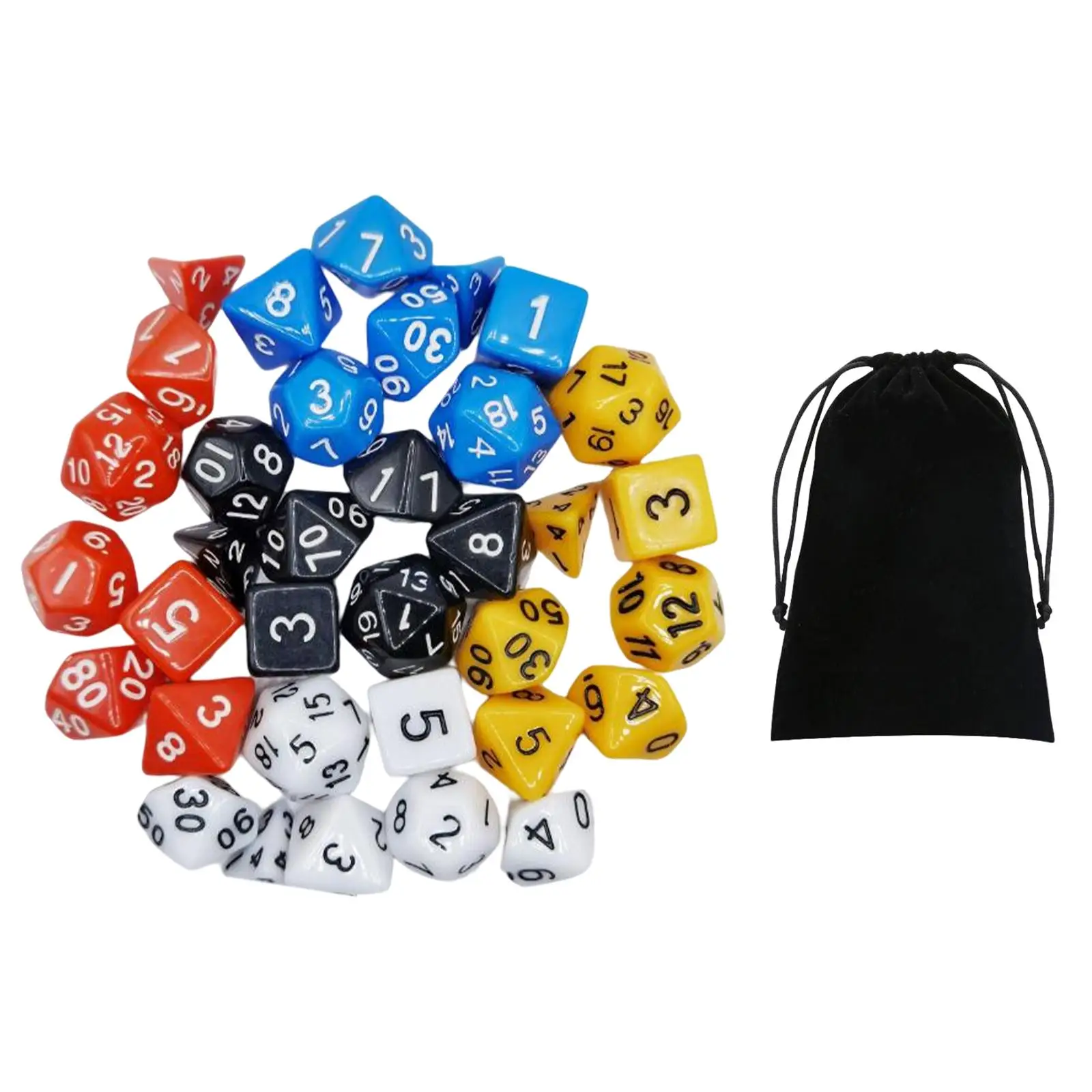 35Pcs Polyhedral Dices Set Colored D8 D10 D12 D20 Game Dices for Parties KTV Roll Playing Games