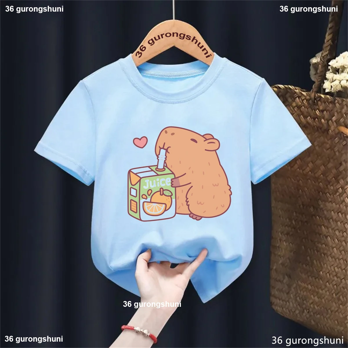 Camiseta con estampado de capibara para niñas y niños, ropa Kawaii para niños, camiseta lisa divertida, camisetas de verano a la moda - imagen 2