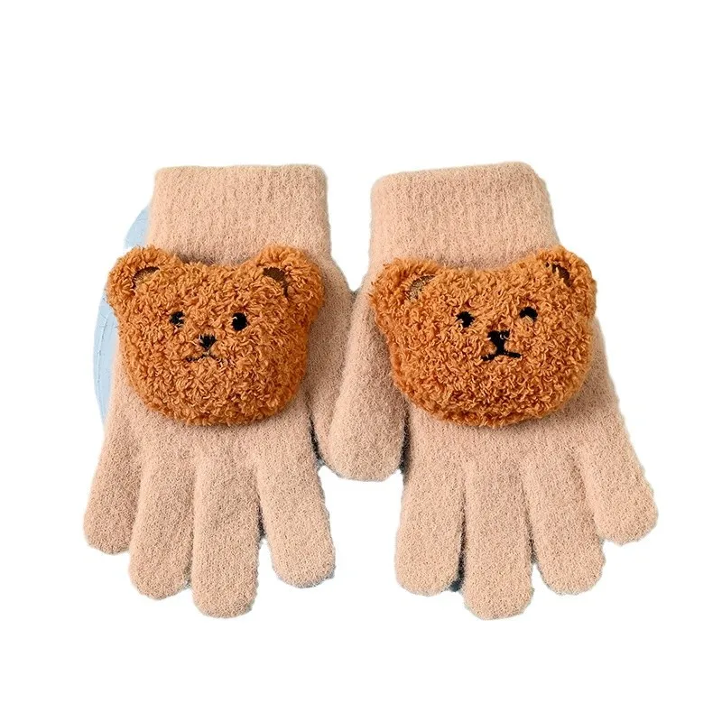 Nuevos guantes bonitos de oso de dibujos animados para niños, manoplas térmicas de invierno para niños pequeños, guantes cálidos para jugar al aire libre con animales Kawaii (1-8 años) - imagen 5