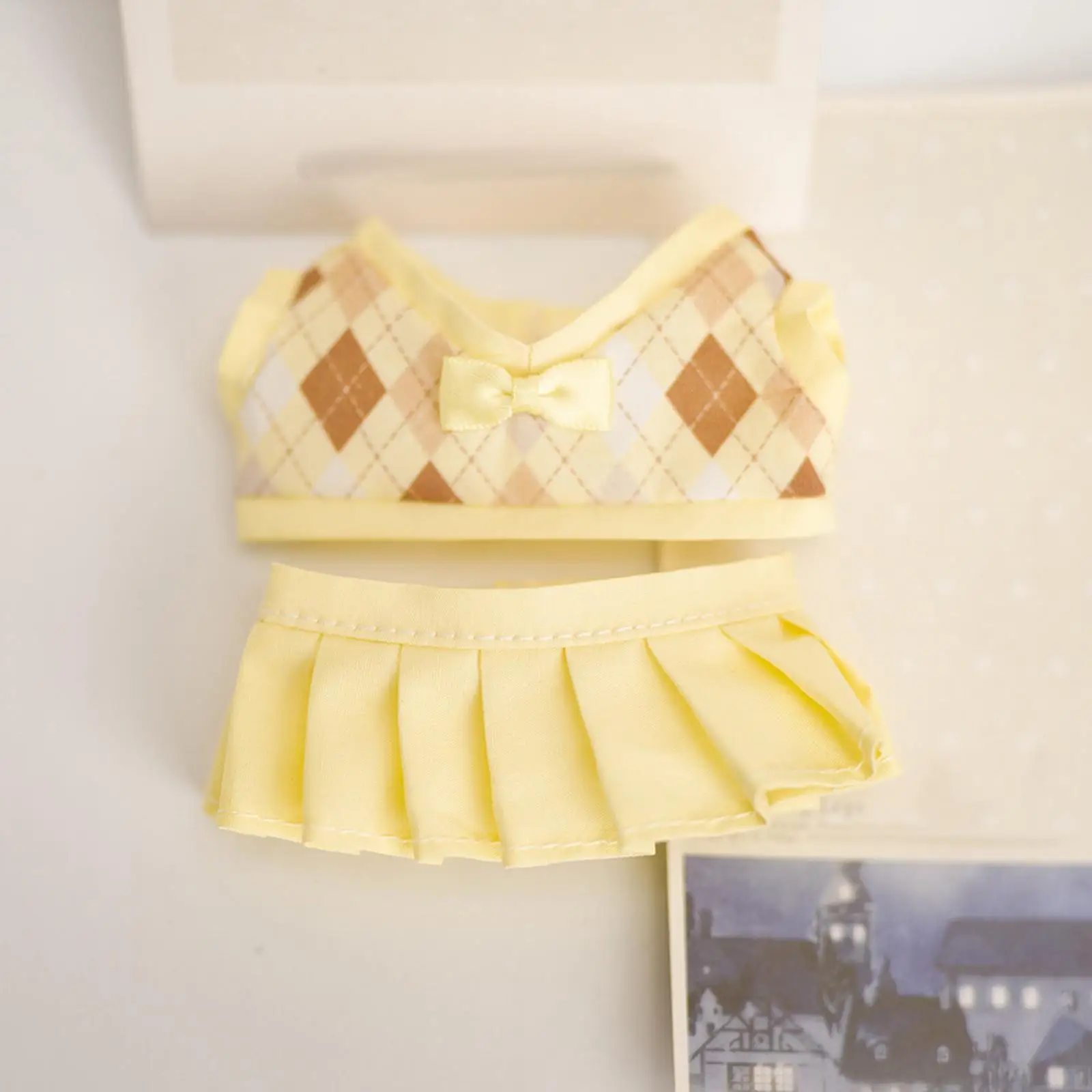 2Pcs Doll Clothes Suit Doll Clothing Mini Kids Pretend Play Soft Photo Props Girls Gift Doll Outifits Adorable for 17 cm Doll