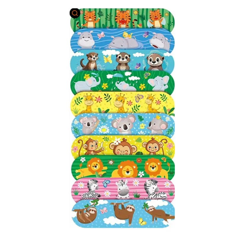 10 unids/set de tirita con patrón de animales de dibujos animados para niños, estampado de tigre y León Kawaii, vendajes adhesivos, vendaje para heridas, parche de yeso - imagen 2